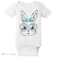 Bunny Rabbit Face Glasses Girl Happy Easter Day Baby Bodysuit thumb 0