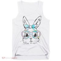 Bunny Rabbit Face Glasses Girl Happy Easter Day Tank Top thumb 0