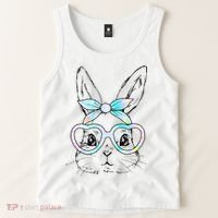 Bunny Rabbit Face Glasses Girl Happy Easter Day Tank Top thumb 2