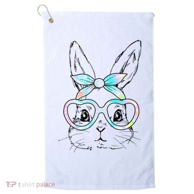 Bunny Rabbit Face Glasses Girl Happy Easter Day Golf Towel