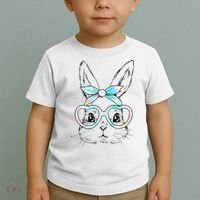 Bunny Rabbit Face Glasses Girl Happy Easter Day Toddler T-Shirt thumb 2