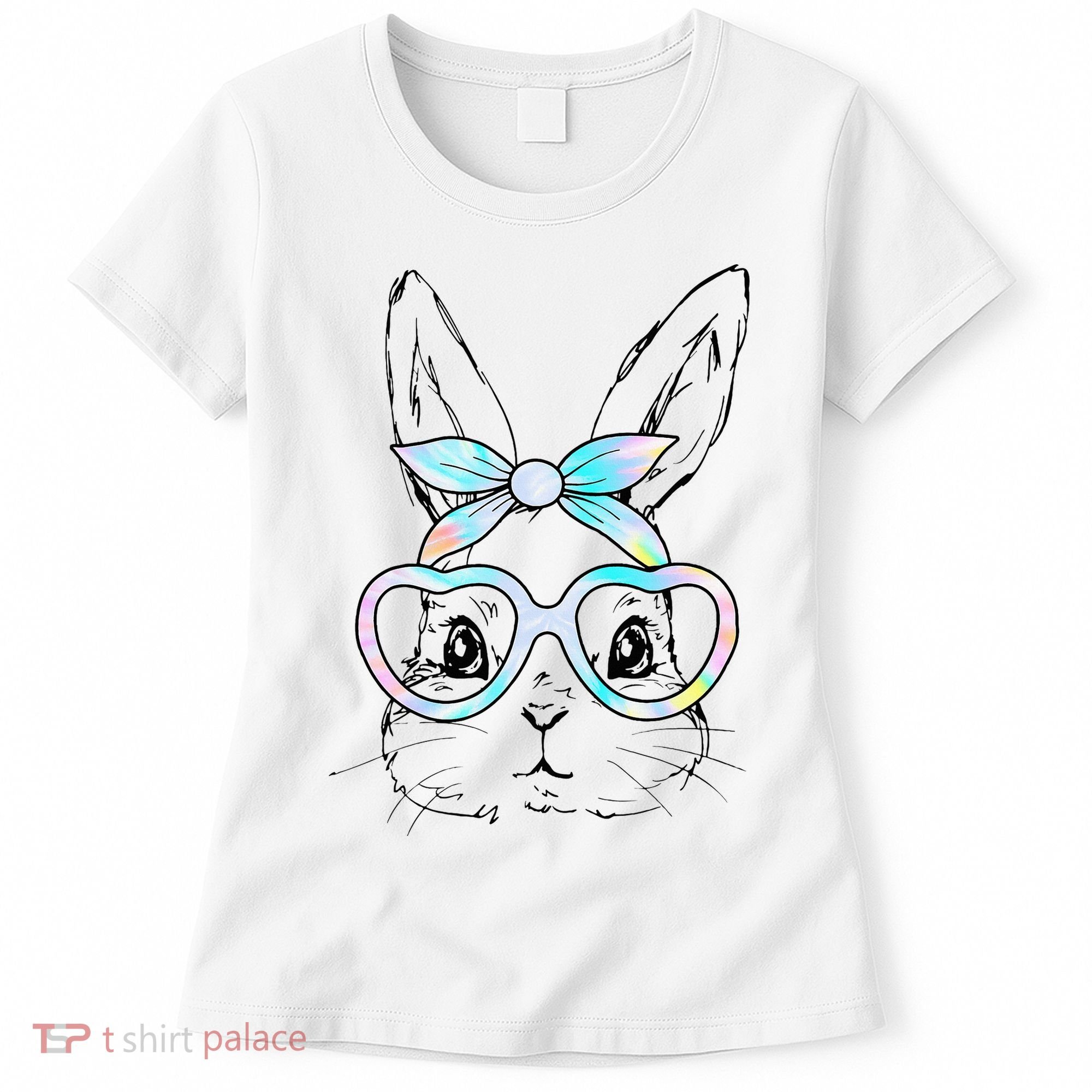 Bunny Rabbit Face Glasses Girl Happy Easter Day Women's T-Shirt