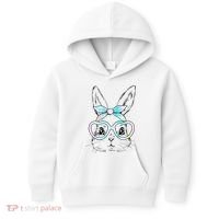 Bunny Rabbit Face Glasses Girl Happy Easter Day Kids Hoodie thumb 0