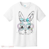 Bunny Rabbit Face Glasses Girl Happy Easter Day Kids T-Shirt thumb 0
