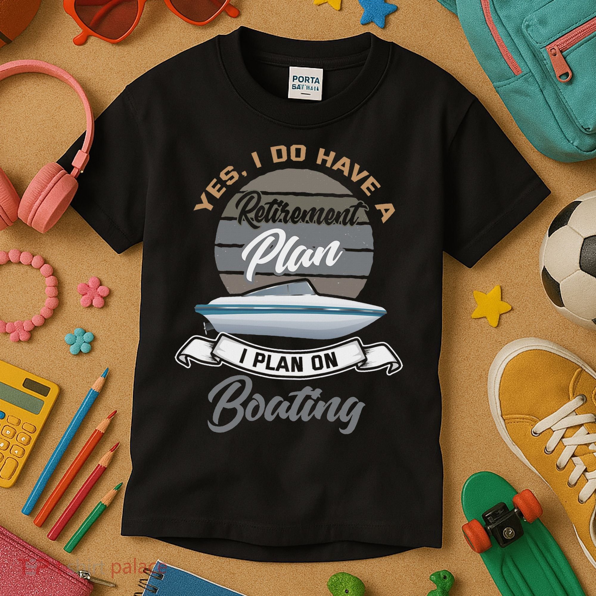Boating Retiremen Funny Boat Captain Retirement Gift Kids T-Shirt