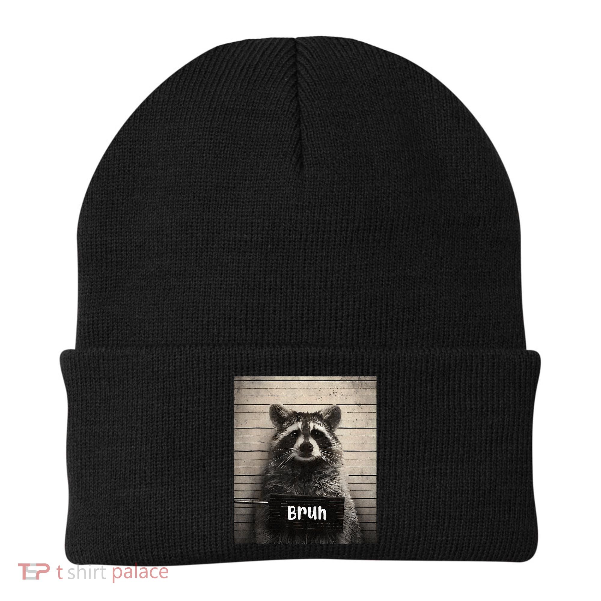 Bruh Raccoon Funny Trash Panda Lover Racoon Meme Beanie