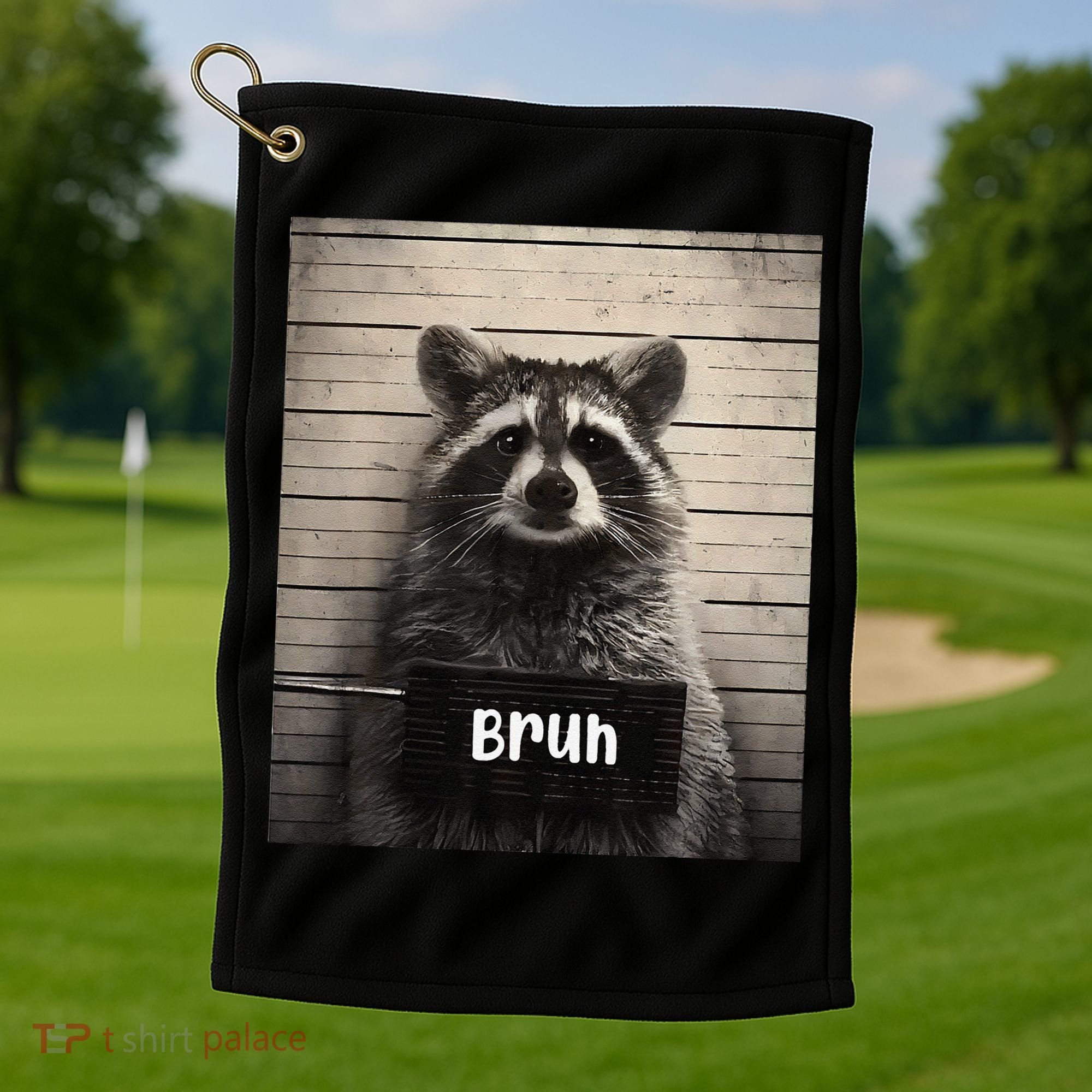 Bruh Raccoon Funny Trash Panda Lover Racoon Meme Golf Towel
