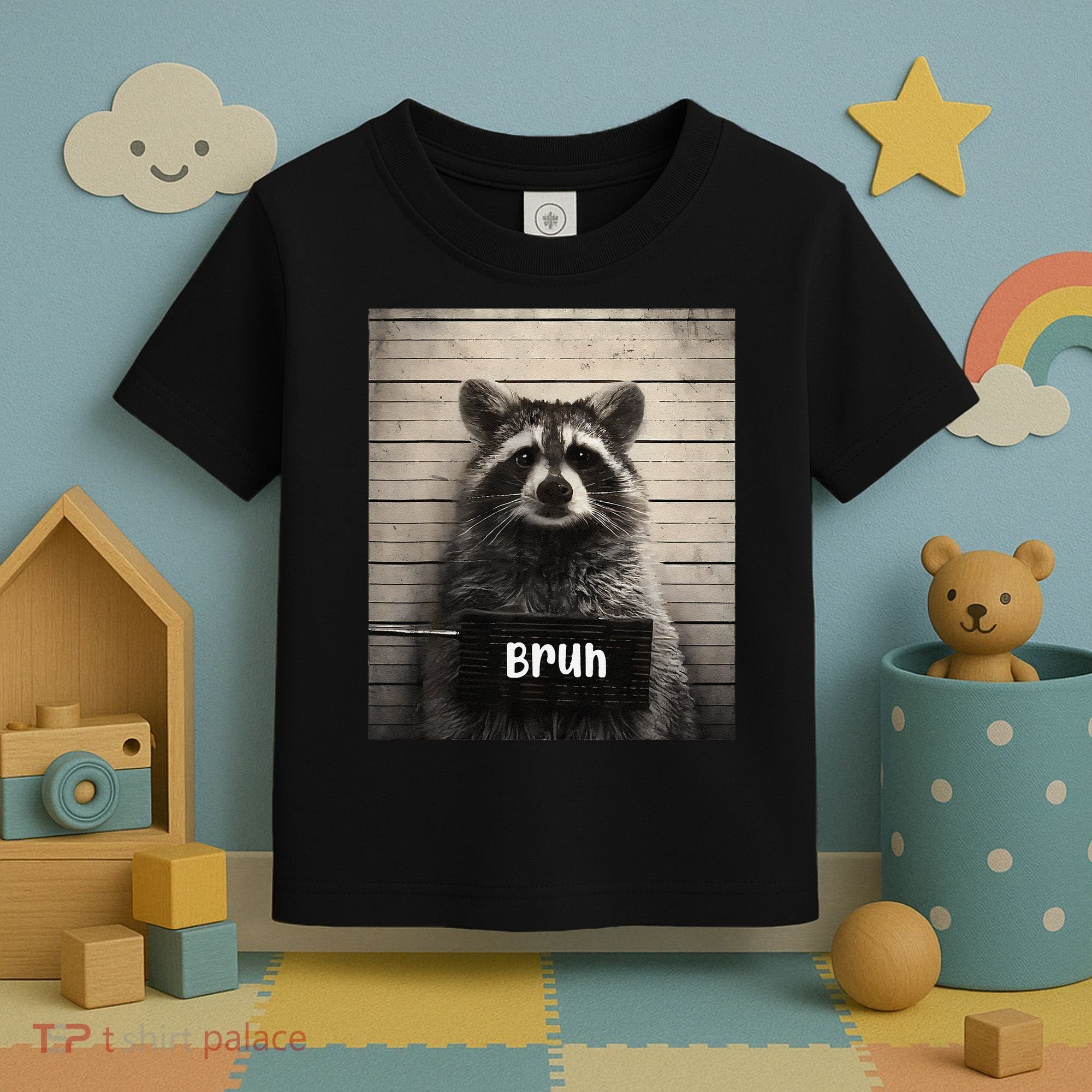 Bruh Raccoon Funny Trash Panda Lover Racoon Meme Toddler T-Shirt
