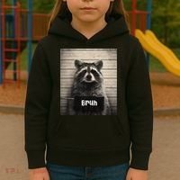 Bruh Raccoon Funny Trash Panda Lover Racoon Meme Kids Hoodie thumb 3