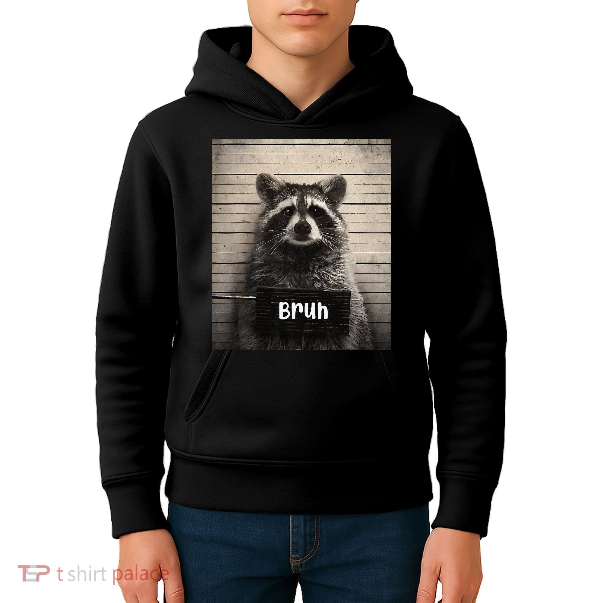 Bruh Raccoon Funny Trash Panda Lover Racoon Meme Kids Hoodie