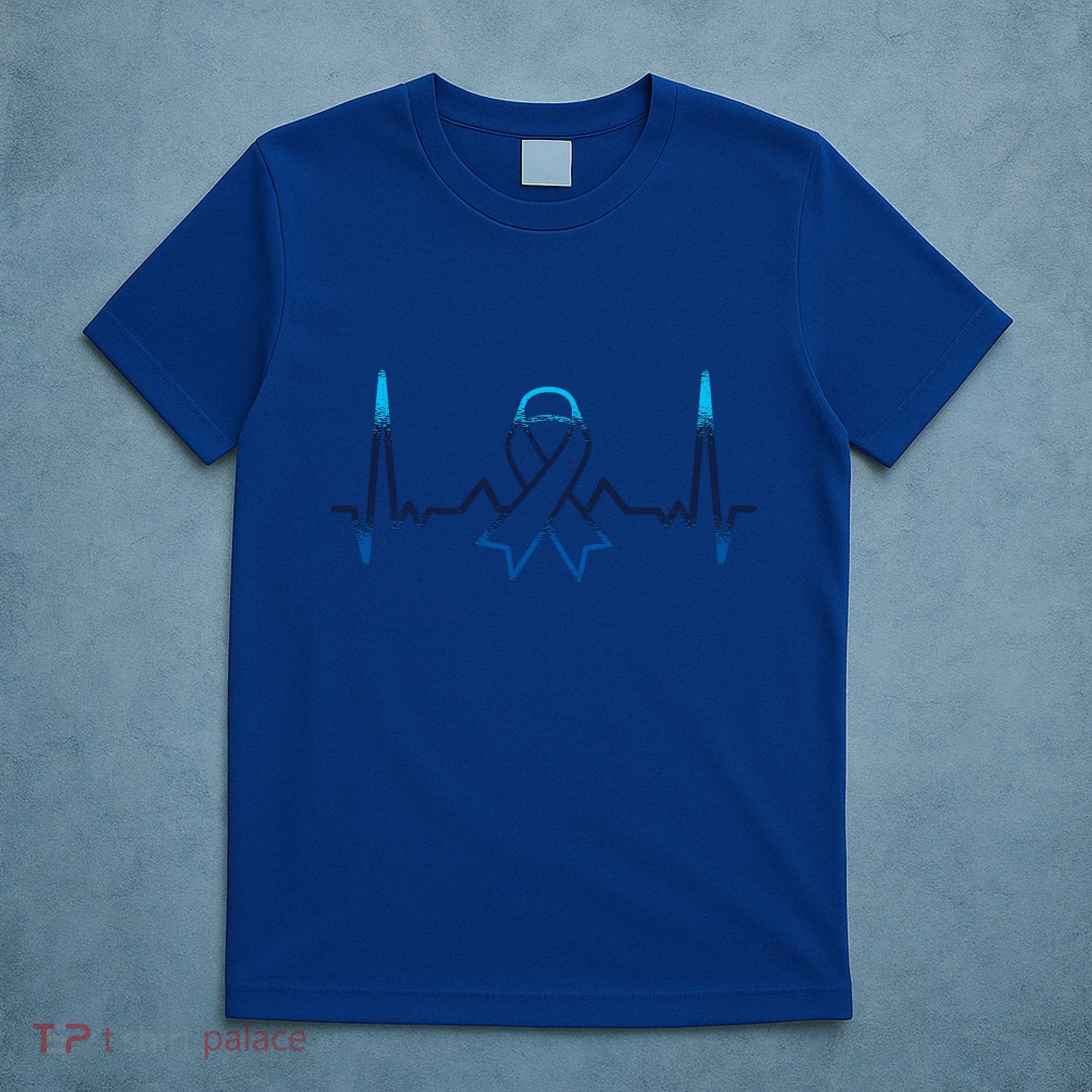 Blue Ribbon Gift Colorectal Cancer Heartbeat Colon Cancer Meaningful Gift T-Shirt
