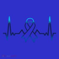 Blue Ribbon Gift Colorectal Cancer Heartbeat Colon Cancer Meaningful Gift T-Shirt thumb 7