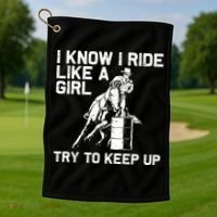 Barrel Racing Gift For Rodeo Horse Racer Golf Towel thumb 1