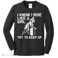 Barrel Racing Gift For Rodeo Horse Racer Kids Long Sleeve Shirt thumb 0