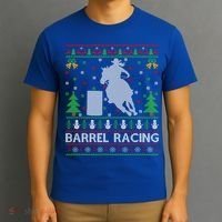 Barrel Racing Horse Sports Xmas Ugly Barrel Racing Christmas Gift T-Shirt thumb 3