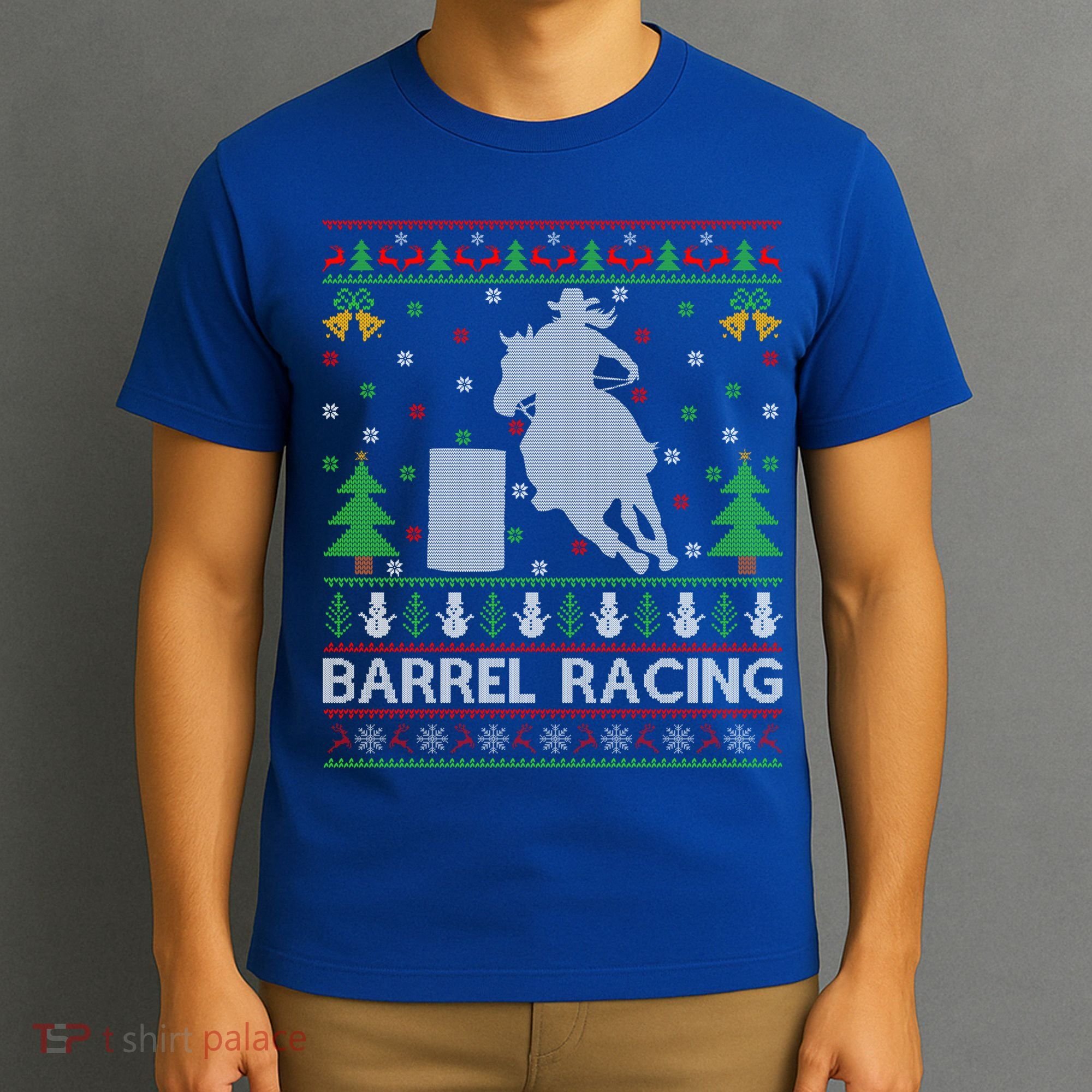 Barrel Racing Horse Sports Xmas Ugly Barrel Racing Christmas Gift T-Shirt