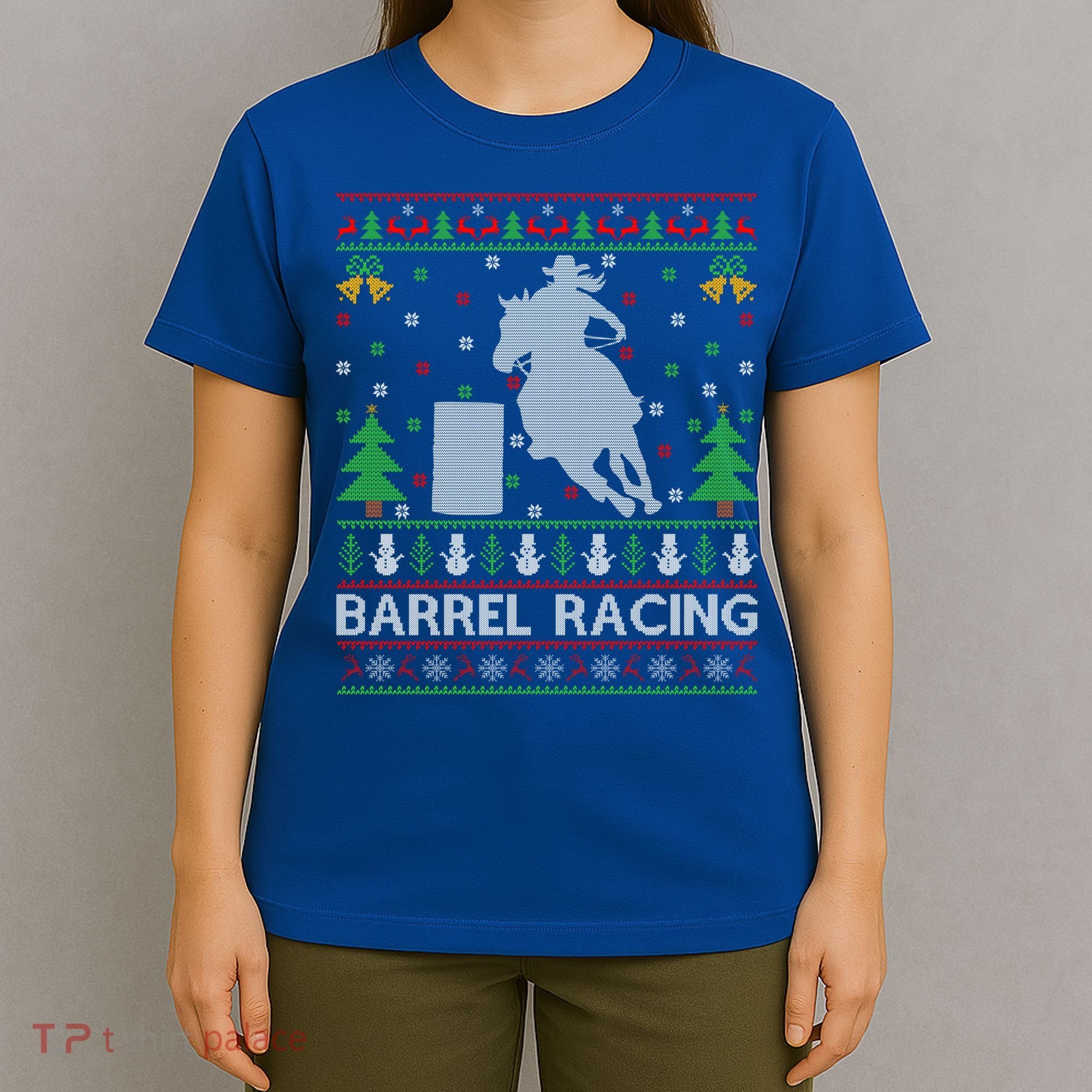 Barrel Racing Horse Sports Xmas Ugly Barrel Racing Christmas Gift T-Shirt