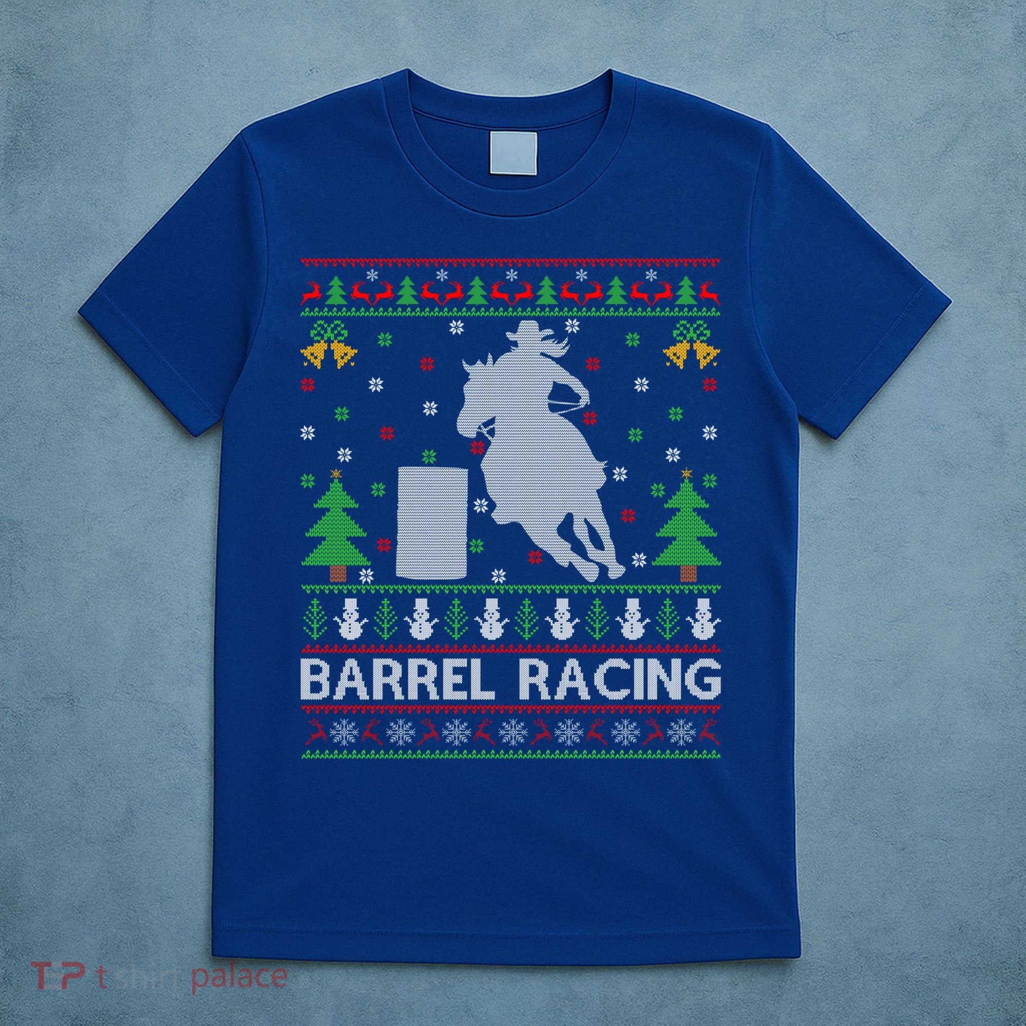 Barrel Racing Horse Sports Xmas Ugly Barrel Racing Christmas Gift T-Shirt