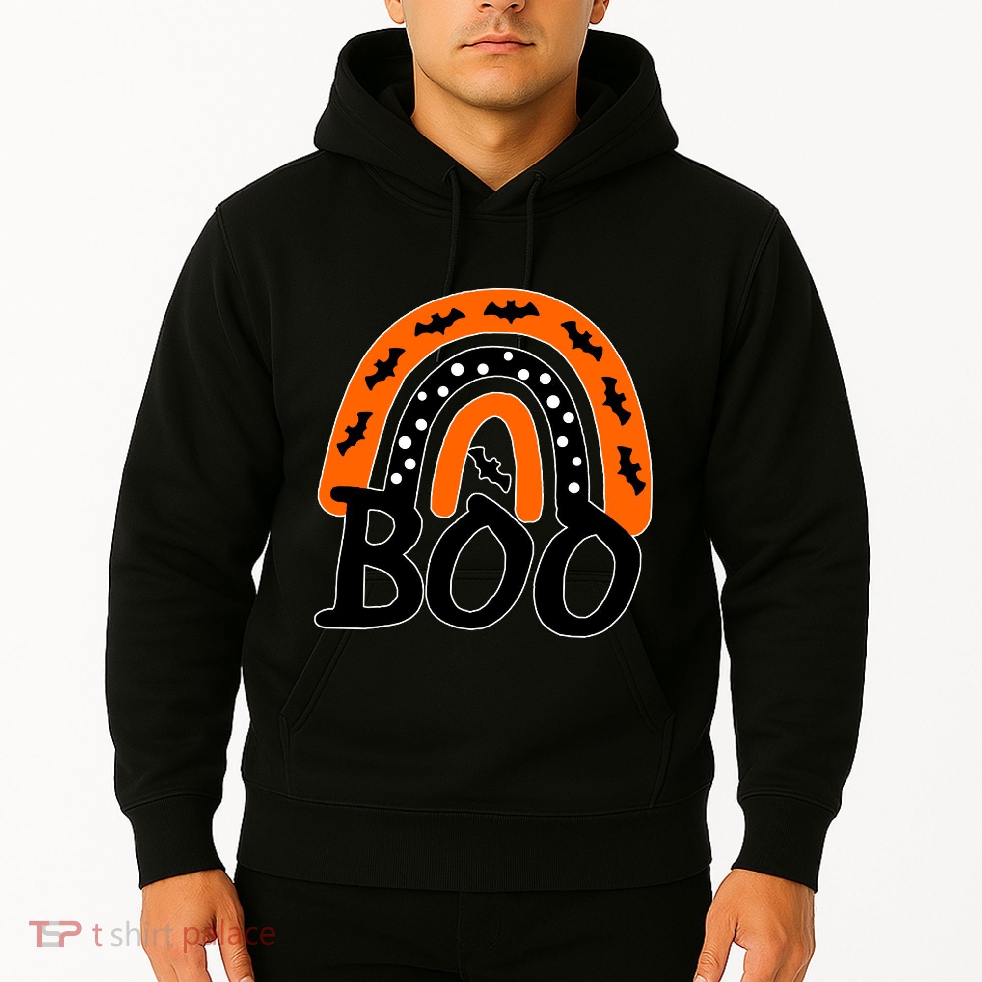 BOO Retro Halloween Rainbow Hoodie