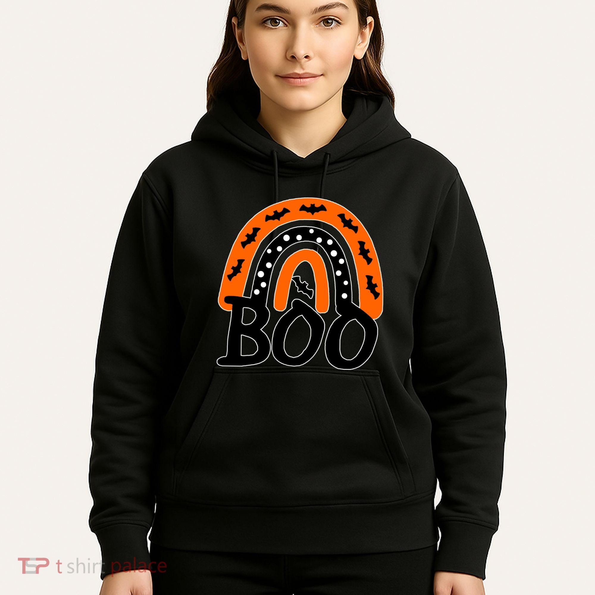 BOO Retro Halloween Rainbow Hoodie