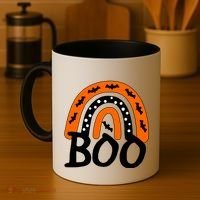 BOO Retro Halloween Rainbow Coffee Mug thumb 4