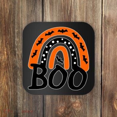 BOO Retro Halloween Rainbow Coaster