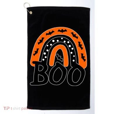 BOO Retro Halloween Rainbow Golf Towel