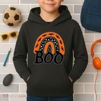 BOO Retro Halloween Rainbow Kids Hoodie thumb 2