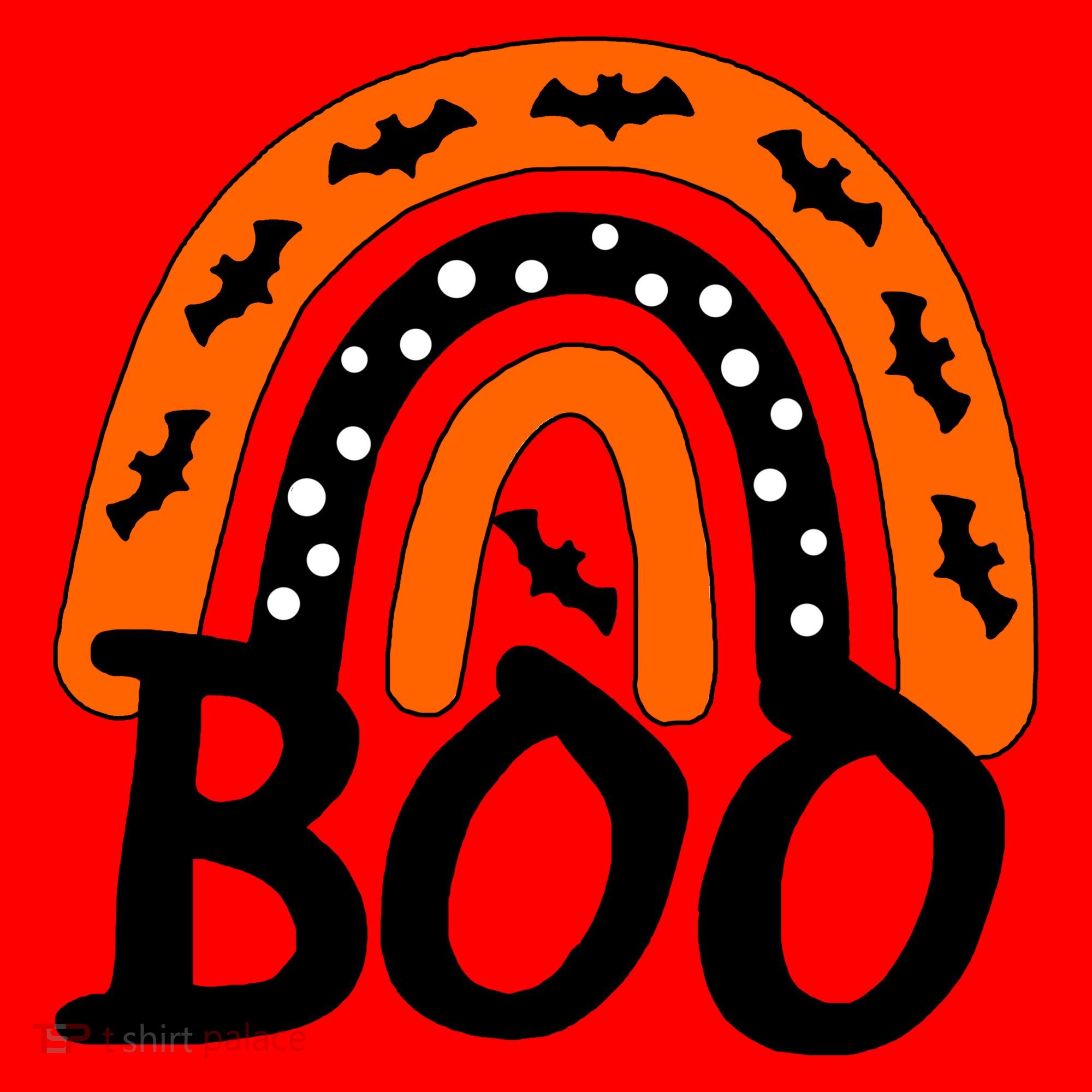 BOO Retro Halloween Rainbow Santa Hat