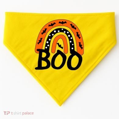 BOO Retro Halloween Rainbow USA-Made Doggie Bandana