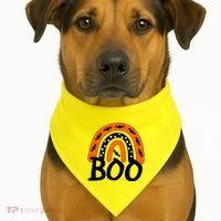 BOO Retro Halloween Rainbow USA-Made Doggie Bandana thumb 1