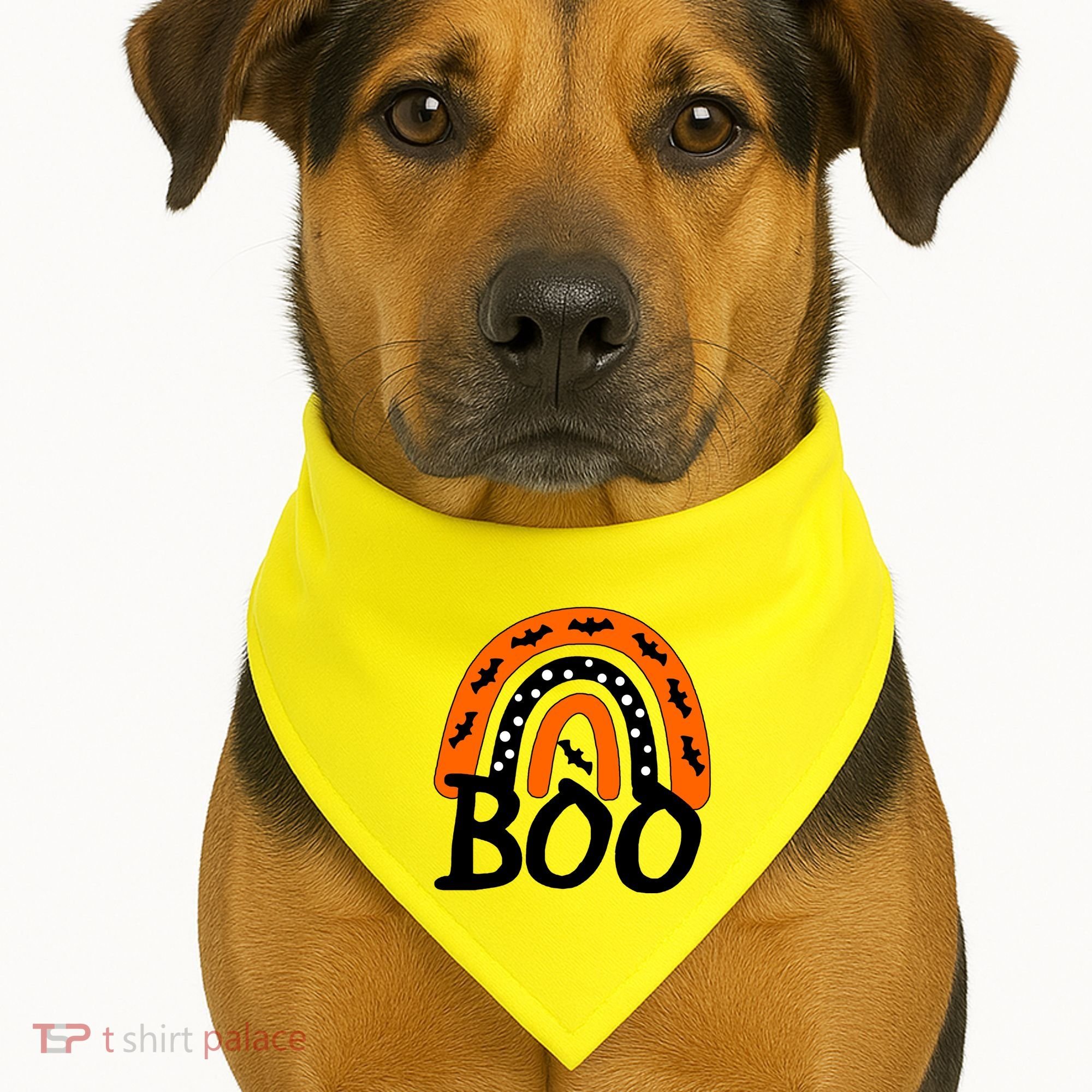 BOO Retro Halloween Rainbow USA-Made Doggie Bandana