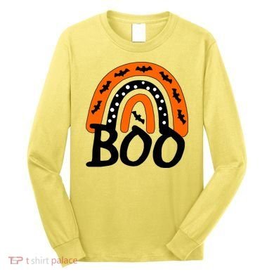 BOO Retro Halloween Rainbow Long Sleeve Shirt