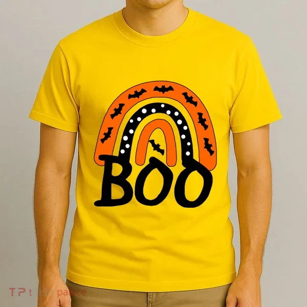 BOO Retro Halloween Rainbow T-Shirt