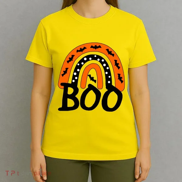 BOO Retro Halloween Rainbow T-Shirt