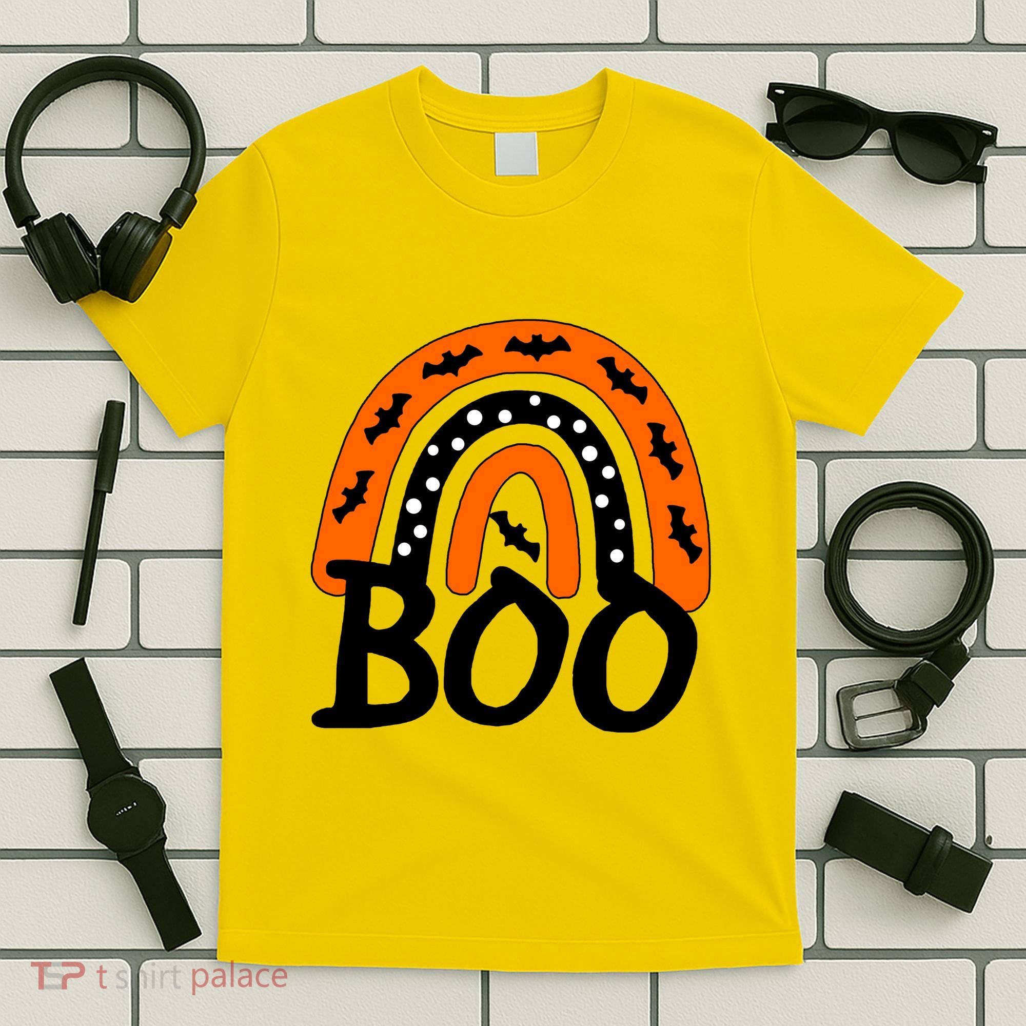 BOO Retro Halloween Rainbow T-Shirt