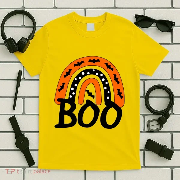 BOO Retro Halloween Rainbow T-Shirt