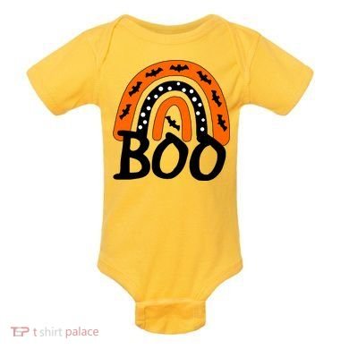 BOO Retro Halloween Rainbow Baby Bodysuit