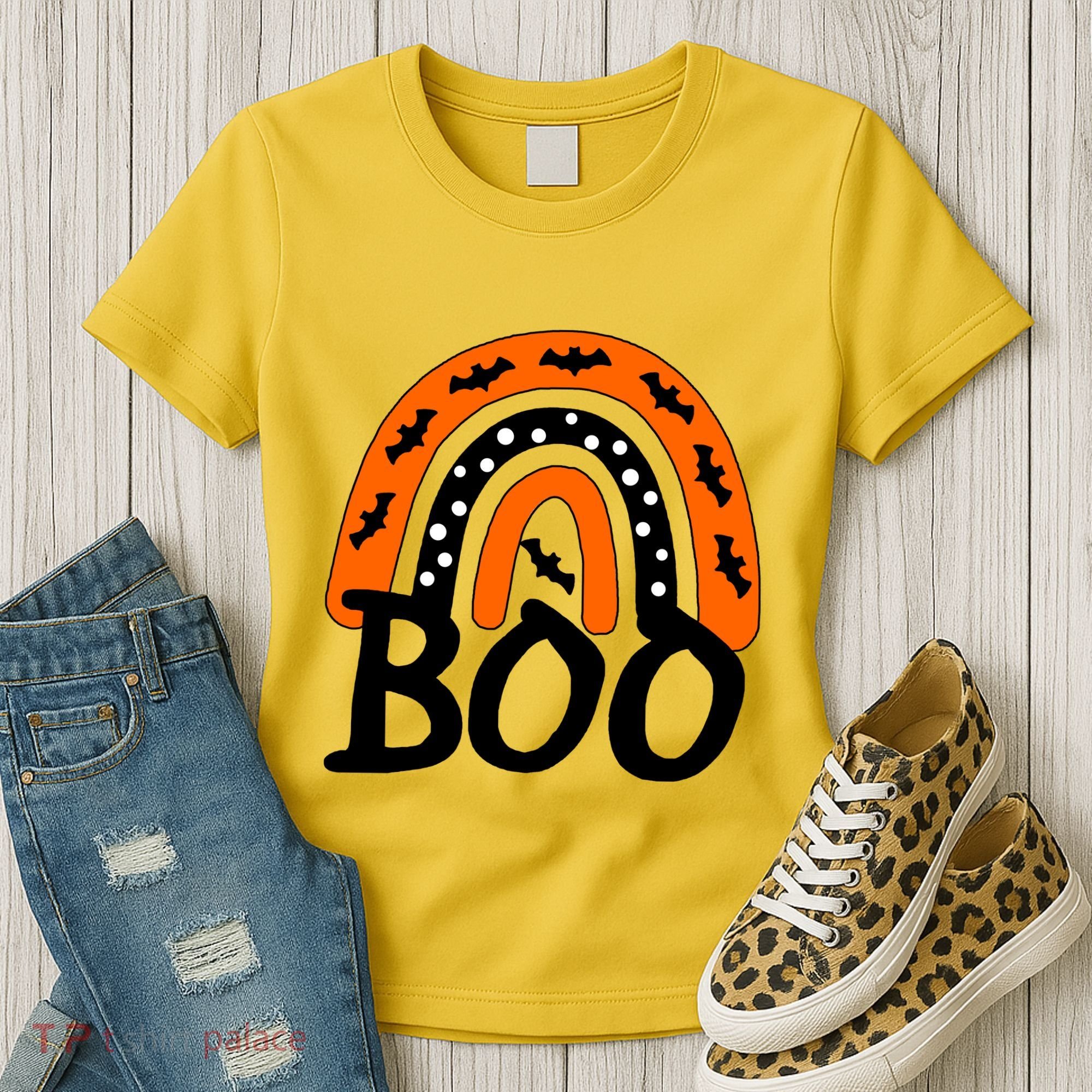BOO Retro Halloween Rainbow Women's T-Shirt