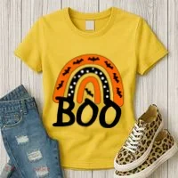 BOO Retro Halloween Rainbow Women's T-Shirt thumb 3