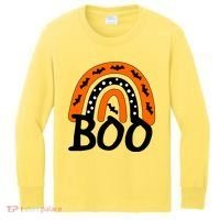 BOO Retro Halloween Rainbow Kids Long Sleeve Shirt thumb 0