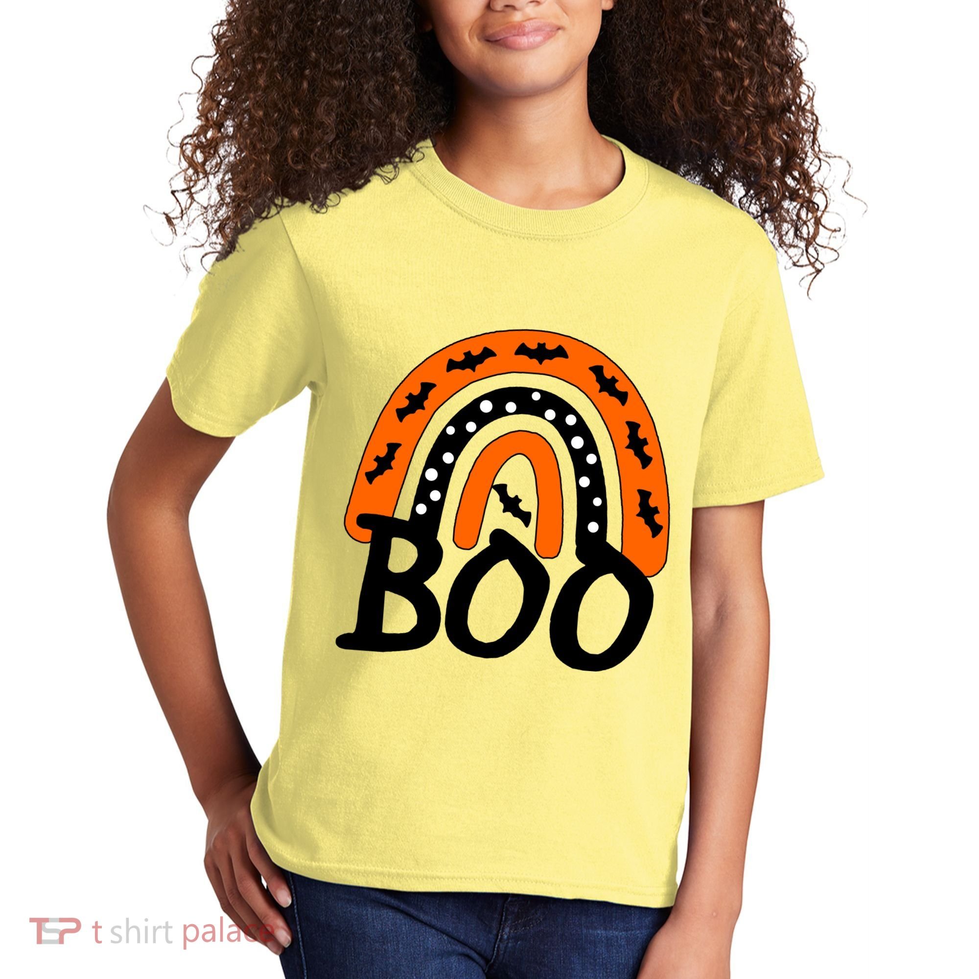BOO Retro Halloween Rainbow Kids T-Shirt