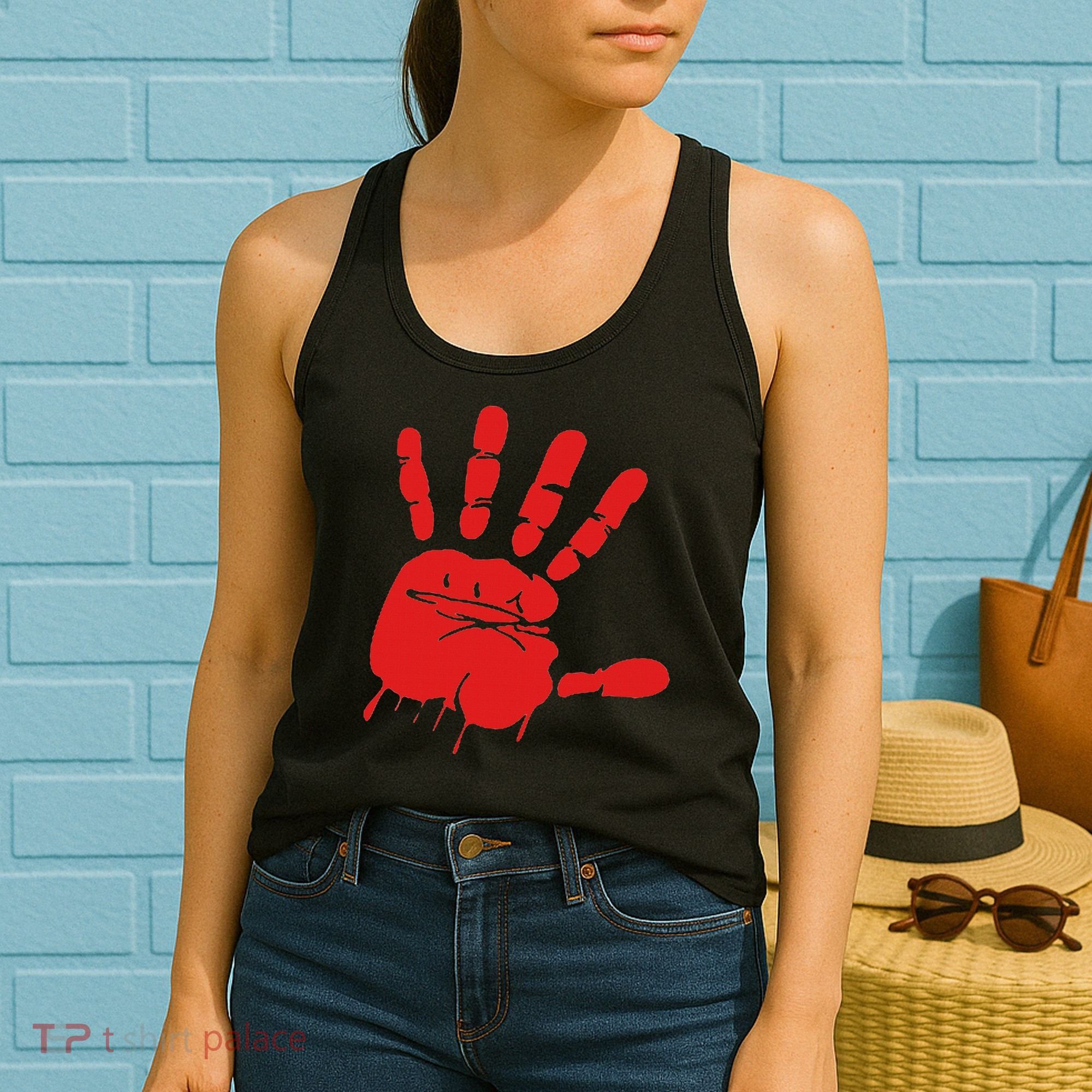 Blood Red Hand Drip Mmiw Missing Murdered Indigenous Women Women's Tank Top