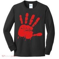 Blood Red Hand Drip Mmiw Missing Murdered Indigenous Women Kids Long Sleeve Shirt thumb 0
