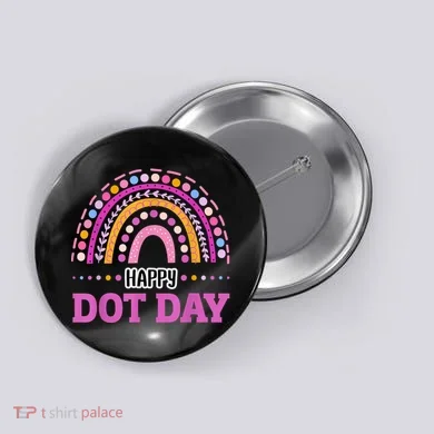 Boho Rainbow Happy Dot Day September 15th Gift Button