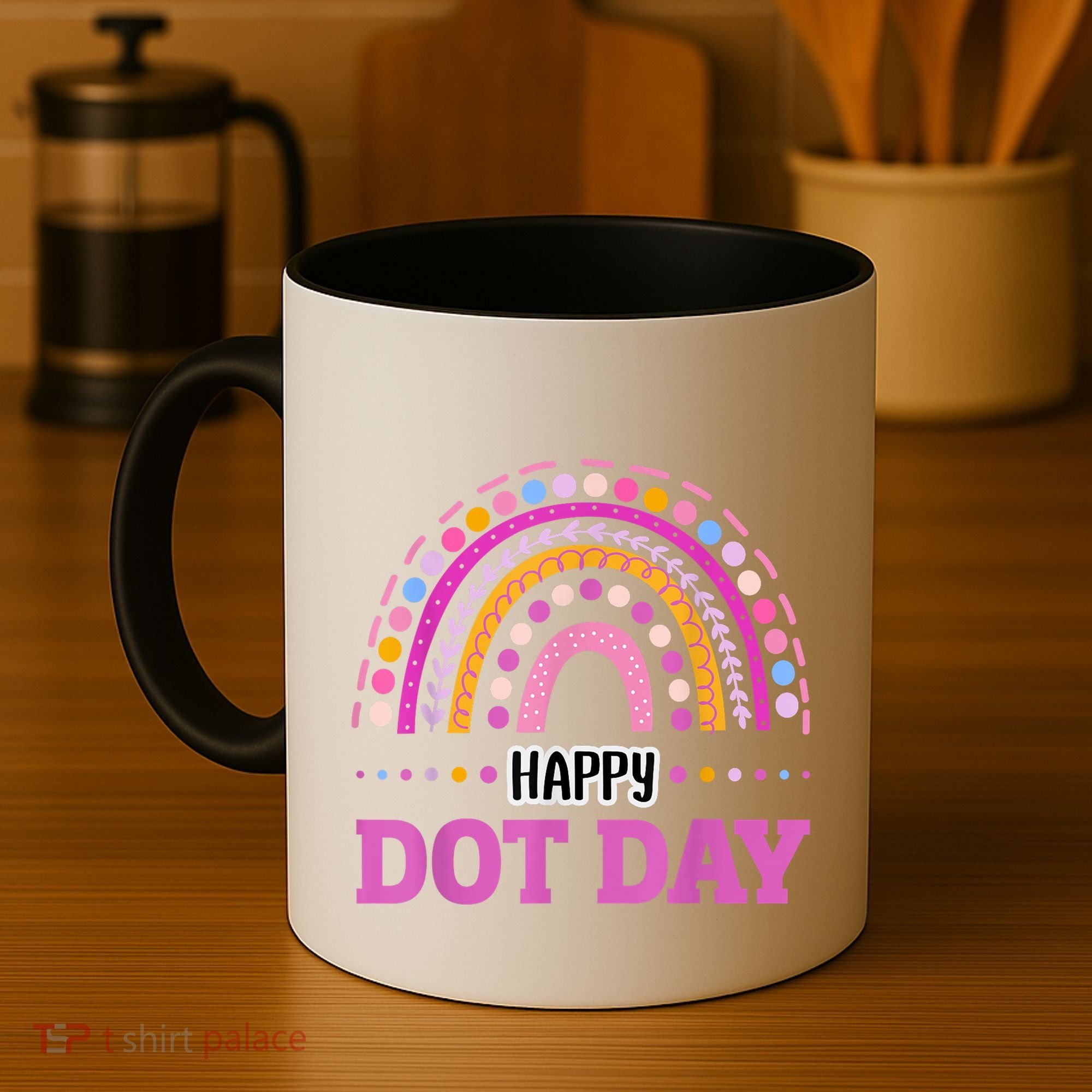 Boho Rainbow Happy Dot Day September 15th Gift Coffee Mug