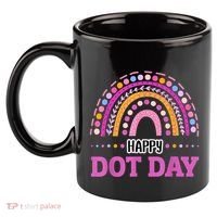 Boho Rainbow Happy Dot Day September 15th Gift 11oz C Handle Ceramic Mug thumb 2