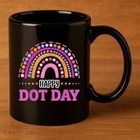 Boho Rainbow Happy Dot Day September 15th Gift 11oz C Handle Ceramic Mug thumb 3