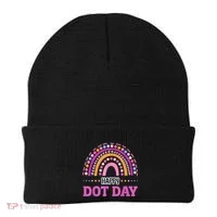 Boho Rainbow Happy Dot Day September 15th Gift Beanie thumb 0