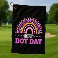 Boho Rainbow Happy Dot Day September 15th Gift Golf Towel thumb 1